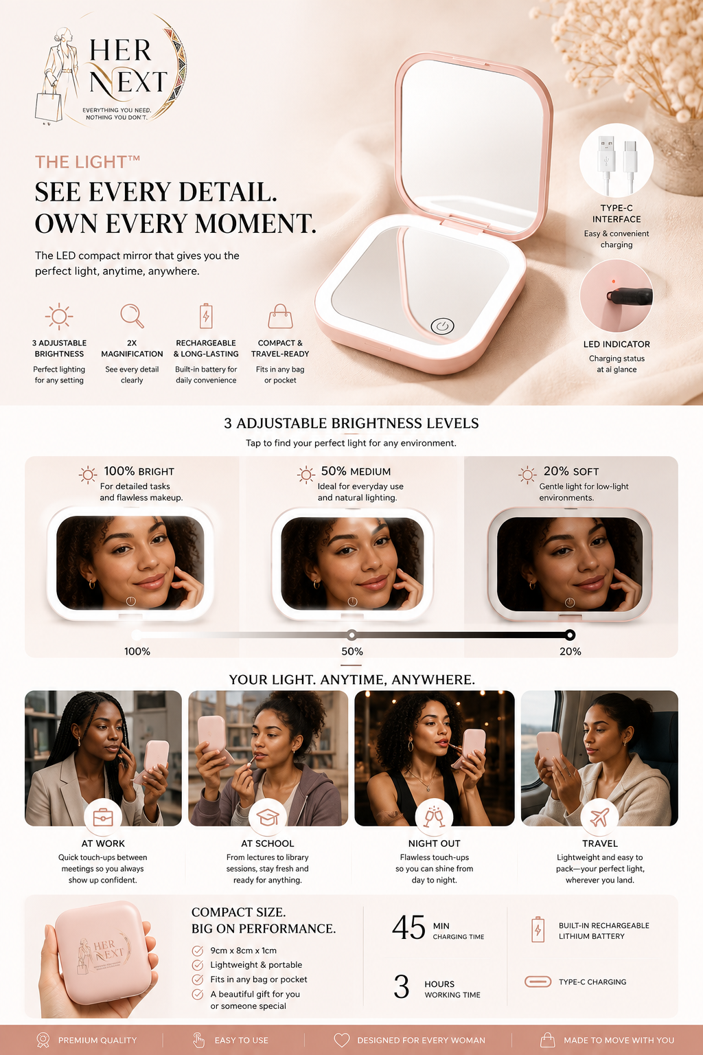 The Light- Compact Travel Mirror